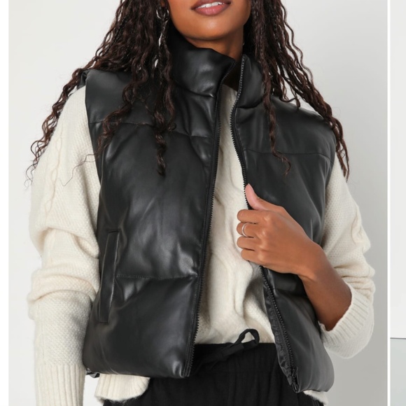 Women’s Black Faux Leather Puffer Vest. Size Small - Picture 1 of 8